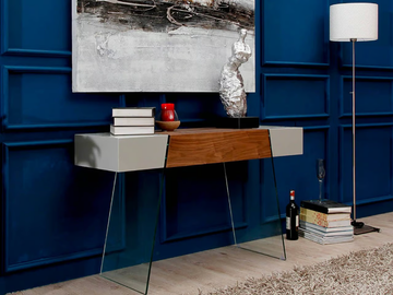 3029 - Rectangular wood and glass console table by Angel Cerdá - view 3